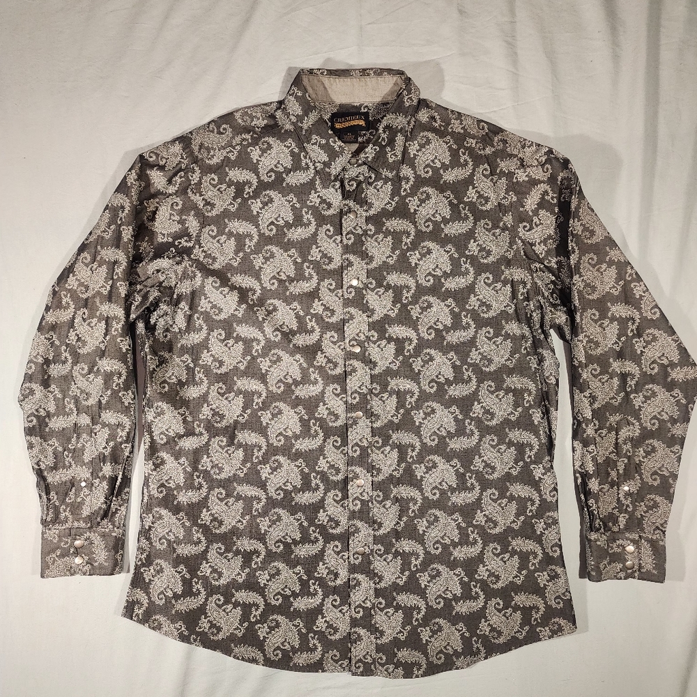 CREMIEUX PREMIUM DENIM XL GRAY LONG SLEEVE  SNAP BUTTON CASUAL SHIRT